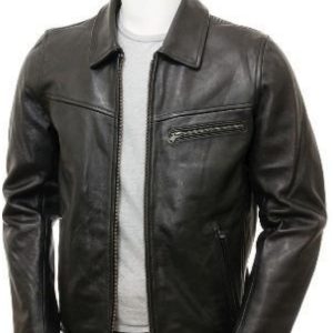 Black Handmade Cowhide Leather Jacket