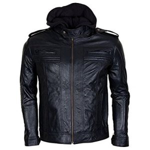 Black Leather Jacket Men's AJ Style Wrestler WWE