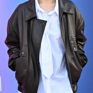 Erin Doherty Inspired Black Leather Jacket – Adolescence Style