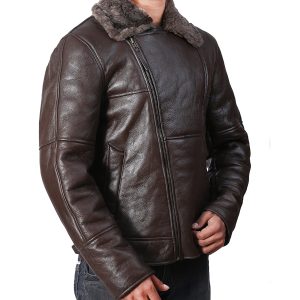 B3 Bomber Dark Brown Leather Jacket For Men's