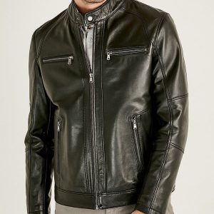 Alanzo Men's Black Leather Jacket