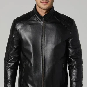 Atlanta Black Distressed Leather Jacket For Men's