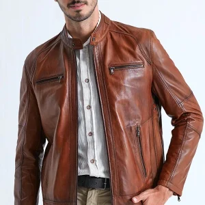 Austin Brown Leather Jacket For Men