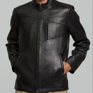 Black Banucci Leather Jacket For Men