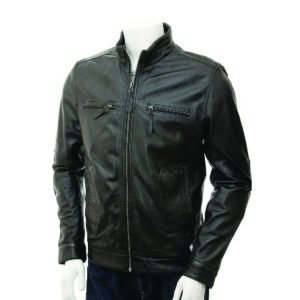 Black Handmade Biker Leather Jacket