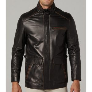 Black Stylish Leather Jacket For Men's