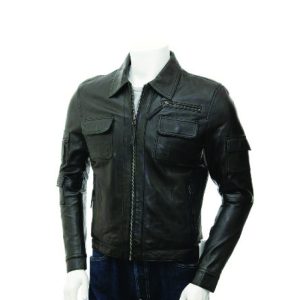 Brato Men’s Handmade Black Leather Jacket