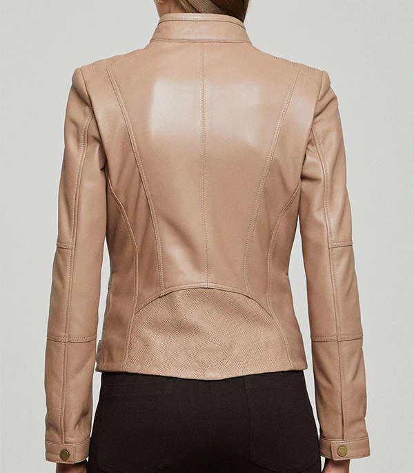 Brown Donna Women Slim Fit Leather Jacket - Image 4