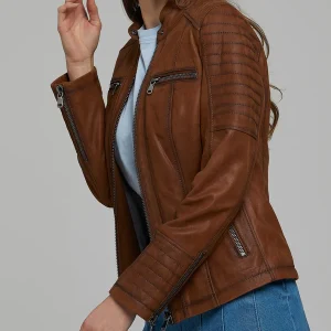 Brown Gala Distressed Leather Jacket