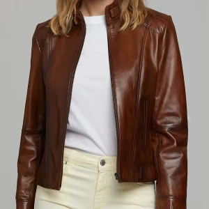 Camel Carla Motor Bike Leather Jacket