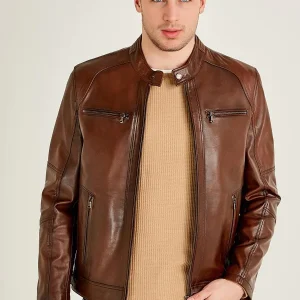 Classic Biker Brown Leather Jacket