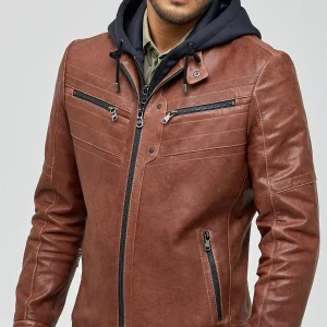 Detroit Brown Distressed Leather Jacket