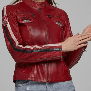 Eloise Red Stylish Leather Jacket For Women