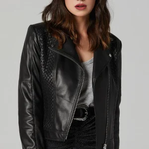 Evelyn Black Slim Fit Leather Jacket For Women