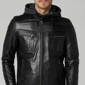 Hoodie Black Winter Leather Jacket