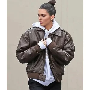 Kendall Jenner Brown Leather Jacket