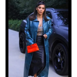 Kim Kardashian Street Wear Blue Coat