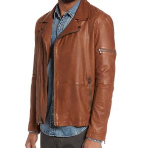 Mens Brown Leather stylish Jacket