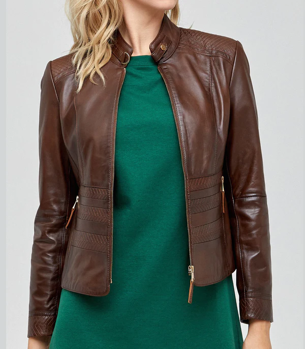 Lily Brown Stylish Leather jacket For Women - Image 2