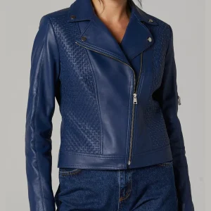 Madison Blue Leather Jacket For Women
