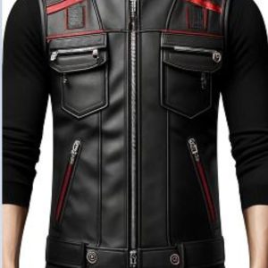 Men Black Stlish Leather Vest
