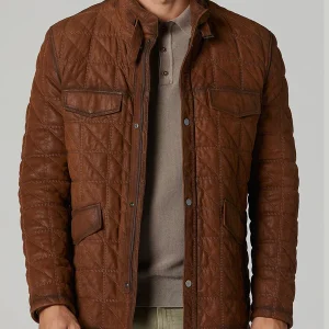 Men's Jack Quilted Brown Leather Jacket