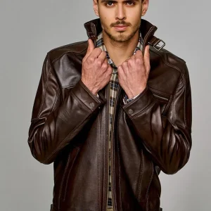 Men's Stylish Dark Brown Leather Jacket