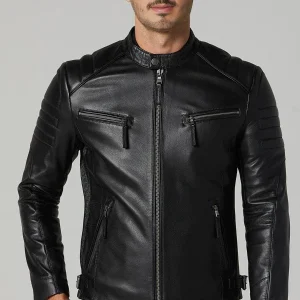 New Mens Black Biker Leather Jacket