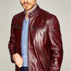 Phoenix Dark Red Stylish Leather Jacket
