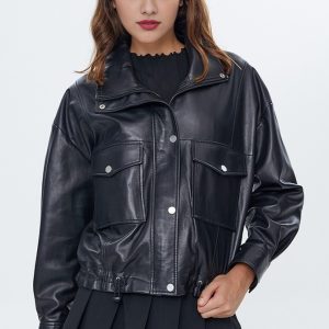Dora Black Leather Jacket for Women