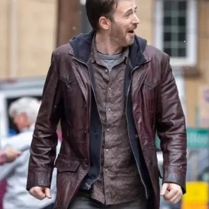 Chris Evans Red One Brown Leather Jacket