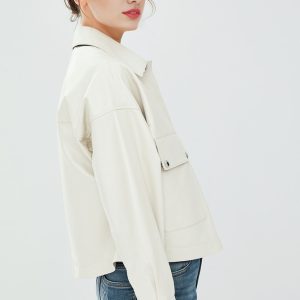 Chaser Box White Women Leather Jacket
