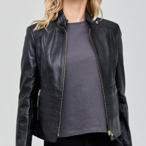 Dahlia Black Leather Jacket for Women