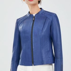 Eden Judith Blue Women Leather Jacket