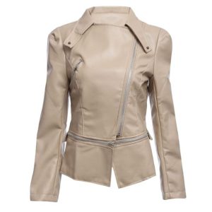 Rivet Decoration Leather Women Jacket