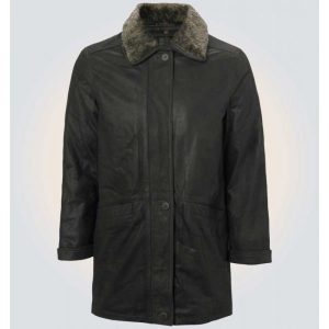 Stylish Black Leather Coat For Women