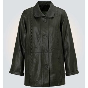 Leather Coat with Black color For Women's