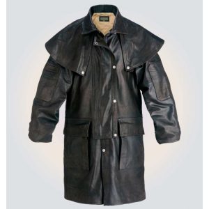 Stylish High Quality Genuine Black Leather Coat